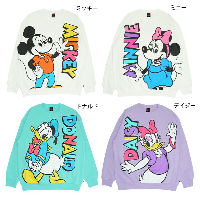 【ベビードール】ドナルド 親子お揃い BIGキャラクタートレーナー 0188A / 大人 ユニセックス 男女兼用 リンクコーデ ペアルック 親子コーデ トップス 長袖 プルオーバー フード無し