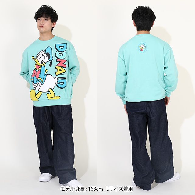 【ベビードール】ドナルド 親子お揃い BIGキャラクタートレーナー 0188A / 大人 ユニセックス 男女兼用 リンクコーデ ペアルック 親子コーデ トップス 長袖 プルオーバー フード無し