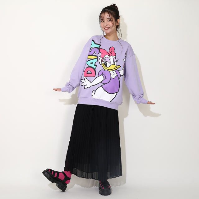 【ベビードール】デイジー 親子お揃い BIGキャラクタートレーナー 0188A / 大人 ユニセックス 男女兼用 リンクコーデ ペアルック 親子コーデ トップス 長袖 プルオーバー フード無し