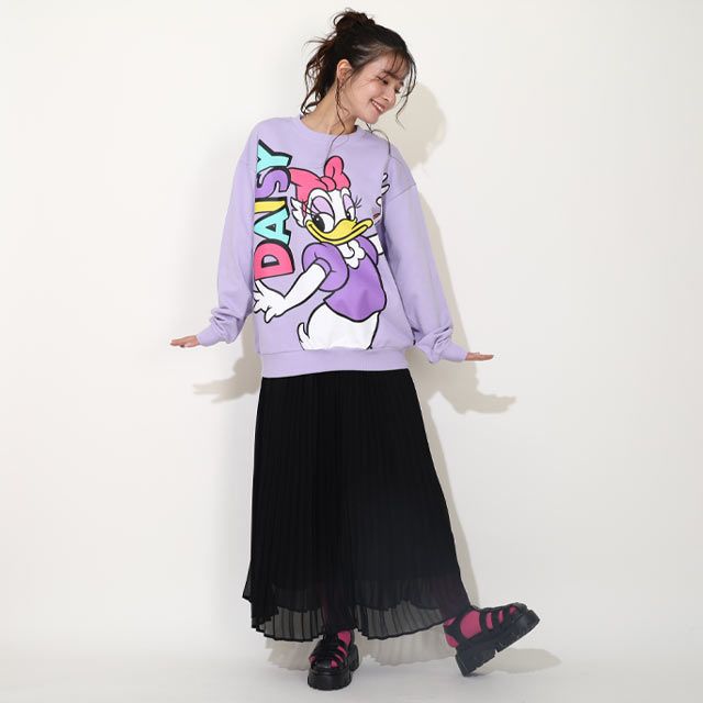 【ベビードール】デイジー 親子お揃い BIGキャラクタートレーナー 0188A / 大人 ユニセックス 男女兼用 リンクコーデ ペアルック 親子コーデ トップス 長袖 プルオーバー フード無し