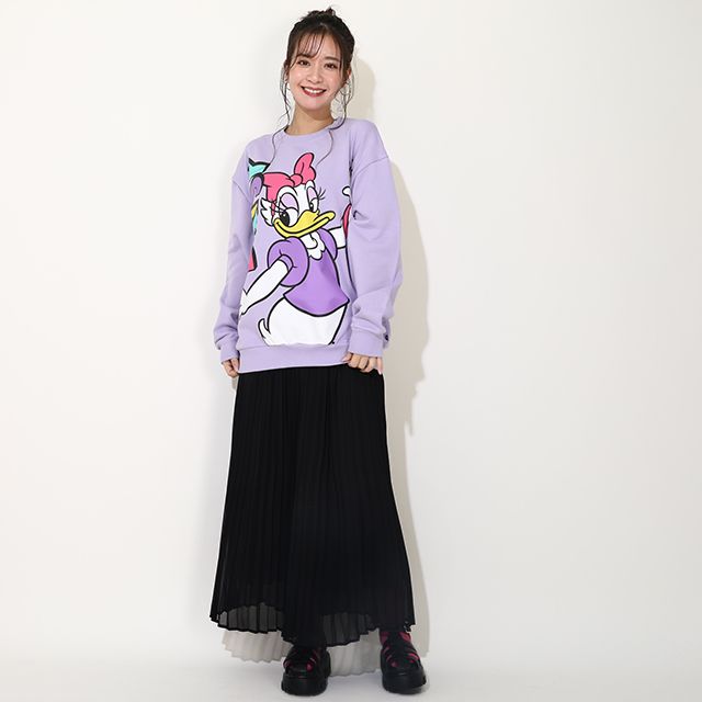 【ベビードール】デイジー 親子お揃い BIGキャラクタートレーナー 0188A / 大人 ユニセックス 男女兼用 リンクコーデ ペアルック 親子コーデ トップス 長袖 プルオーバー フード無し