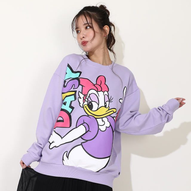 【ベビードール】デイジー 親子お揃い BIGキャラクタートレーナー 0188A / 大人 ユニセックス 男女兼用 リンクコーデ ペアルック 親子コーデ トップス 長袖 プルオーバー フード無し