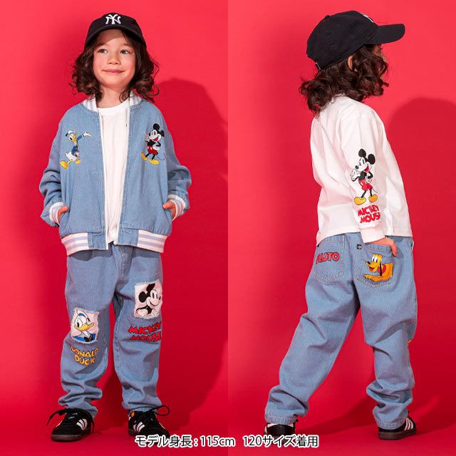 【ベビードール】ミッキー ドナルド クラッシュデニムロングパンツ 0189K / プルート ベビーサイズ キッズ ボトムス 長ズボン ジーパン ダメージ加工 ゆったり 楽ちん