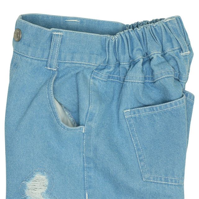 【ベビードール】ミニー デイジー ワイドストレートデニムロングパンツ 0190K / ベビーサイズ キッズ ボトムス 長ズボン ジーパン ダメージ加工 ゆったり 楽ちん