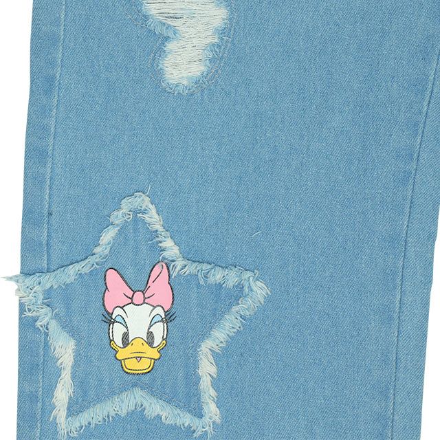 【ベビードール】ミニー デイジー ワイドストレートデニムロングパンツ 0190K / ベビーサイズ キッズ ボトムス 長ズボン ジーパン ダメージ加工 ゆったり 楽ちん