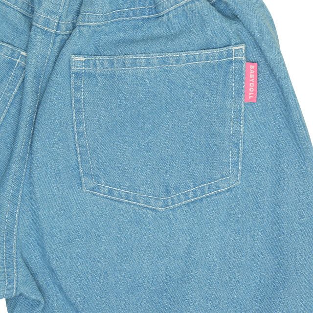 【ベビードール】ミニー デイジー ワイドストレートデニムロングパンツ 0190K / ベビーサイズ キッズ ボトムス 長ズボン ジーパン ダメージ加工 ゆったり 楽ちん