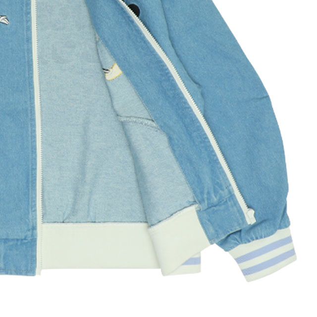 【ベビードール】ミッキー ドナルド キャラクター刺繍デニムジャケット 0191K / ベビーサイズ キッズ 長袖 アウター トップス 上着 ブルゾン 羽織り 軽アウター フード無し ジップアウター