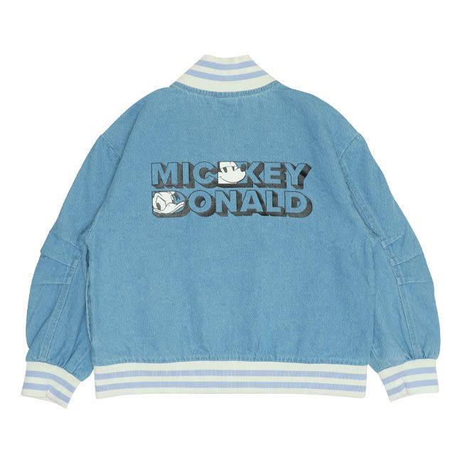 【ベビードール】ミッキー ドナルド キャラクター刺繍デニムジャケット 0191K / ベビーサイズ キッズ 長袖 アウター トップス 上着 ブルゾン 羽織り 軽アウター フード無し ジップアウター