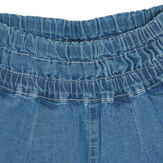 【ベビードール】デニムキュロットショートパンツ 0193K / ミニー デイジー ベビーサイズ キッズ ボトムス ショートパンツ パンツスカート ウエストゴム 刺繍 セットアップアイテム