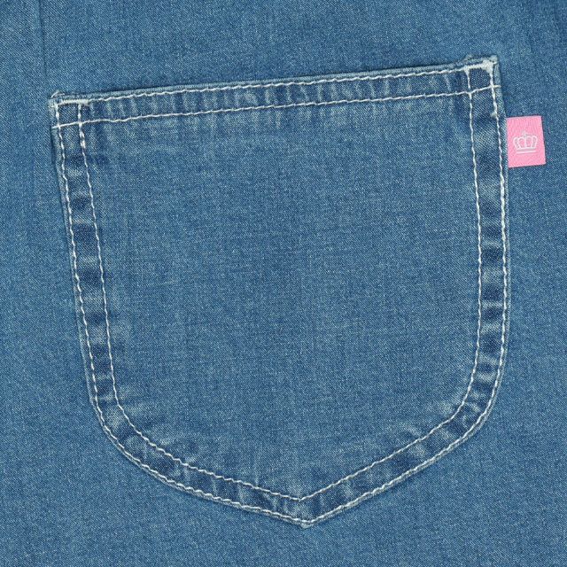 【ベビードール】デニムキュロットショートパンツ 0193K / ミニー デイジー ベビーサイズ キッズ ボトムス ショートパンツ パンツスカート ウエストゴム 刺繍 セットアップアイテム