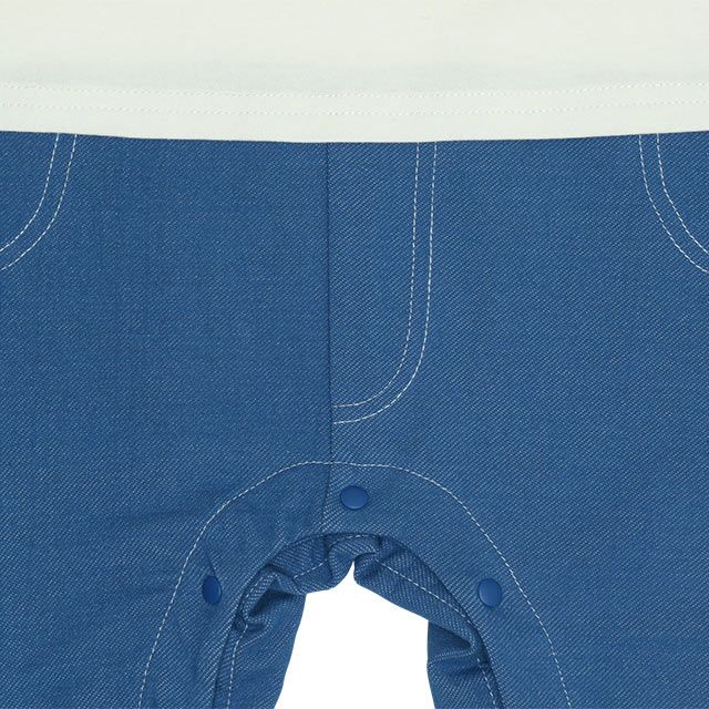 【ベビードール】ミッキー ドナルド デニムドッキングロンパース 0195B / ベビー服 リンクコーデ ペアルック 親子コーデ つなぎ 長袖 ボディ肌着 出産祝い 贈り物 プレゼント 天竺素材