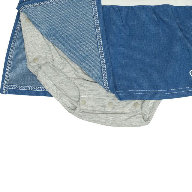 【ベビードール】ミニー デイジー デニムドッキングロンパース 0195B / ベビー服 リンクコーデ ペアルック 親子コーデ つなぎ 長袖 ボディ肌着 出産祝い 贈り物 プレゼント 天竺素材