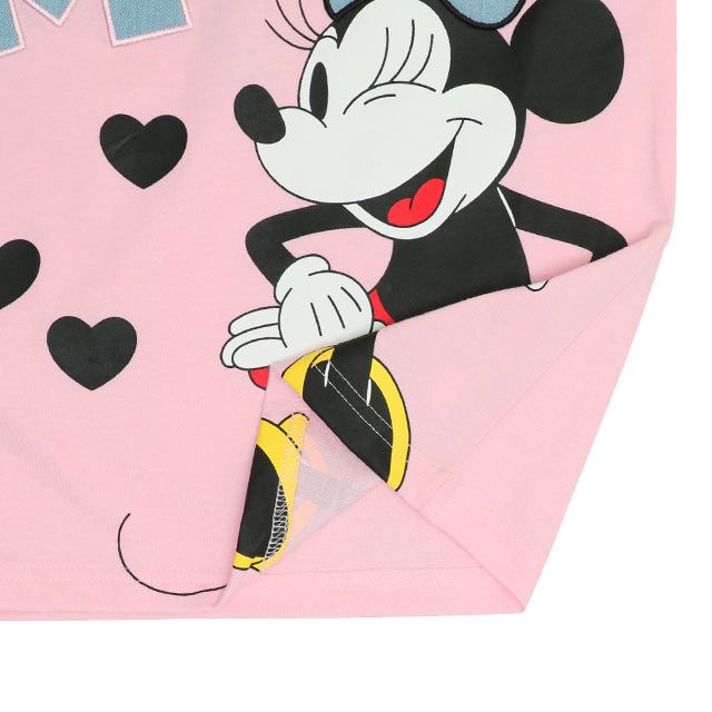 【ベビードール】ミッキー デニム貼付ロンT 0196K / ベビーサイズ キッズ トップス 長袖 クルーネック カットソー 天竺素材