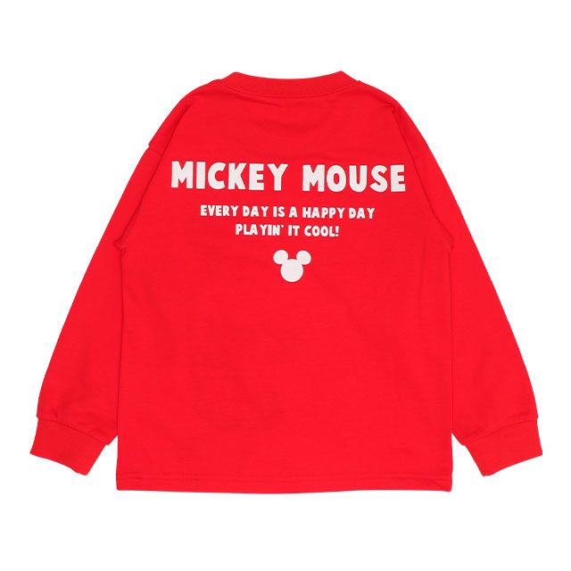 【ベビードール】ミッキー デニム貼付ロンT 0196K / ベビーサイズ キッズ トップス 長袖 クルーネック カットソー 天竺素材