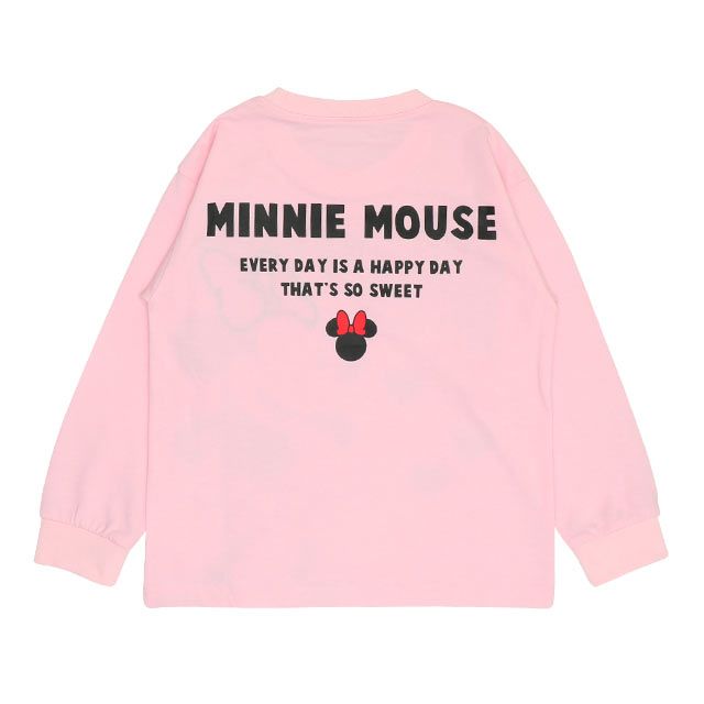 【ベビードール】ミニー デニム貼付ロンT 0196K / ベビーサイズ キッズ トップス 長袖 クルーネック カットソー 天竺素材