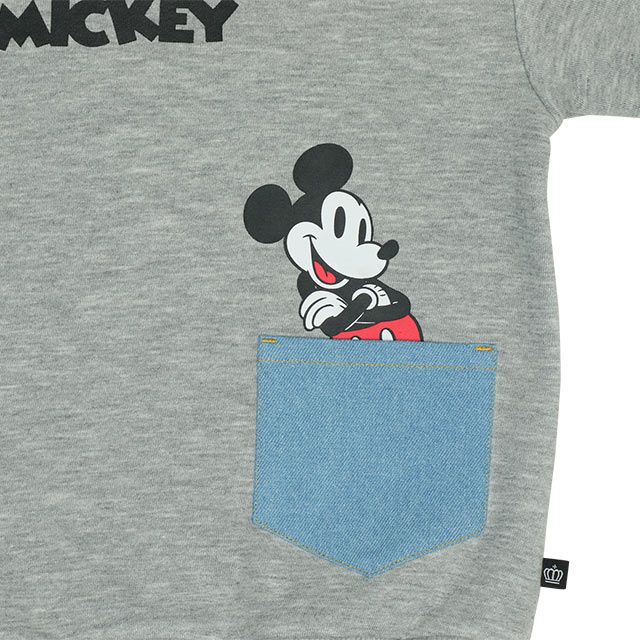 【ベビードール】ミッキー ドナルド 親子お揃い デニムポケットパーカー 0197K / ベビーサイズ キッズ リンクコーデ ペアルック 親子コーデ トップス 長袖 プルオーバー スウェット 肩落ちデザイン ドロップショルダー