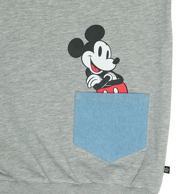 【ベビードール】ミッキー ドナルド 親子お揃い デニムポケット パーカー 0197A / 大人 ユニセックス 男女兼用 リンクコーデ ペアルック 親子コーデ 長袖 トップス トレンド プルオーバー スウェット 肩落ちデザイン ドロップショルダー