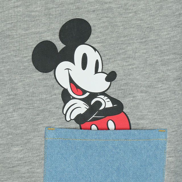 【ベビードール】ミッキー ドナルド 親子お揃い デニムポケット パーカー 0197A / 大人 ユニセックス 男女兼用 リンクコーデ ペアルック 親子コーデ 長袖 トップス トレンド プルオーバー スウェット 肩落ちデザイン ドロップショルダー