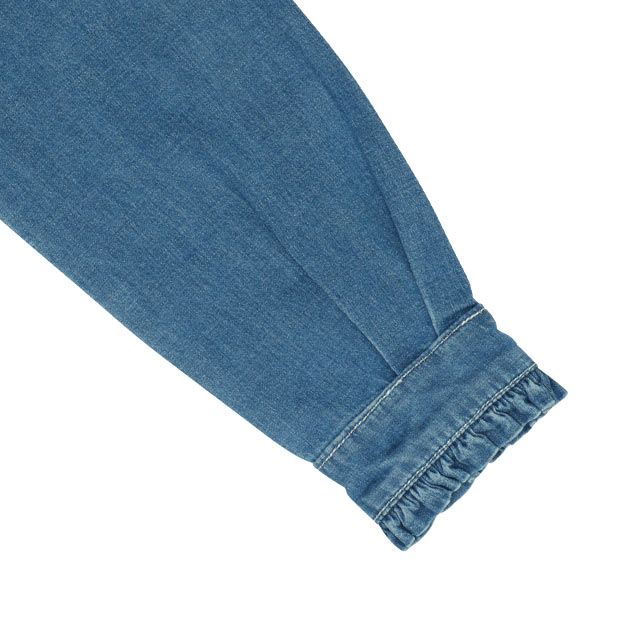 【ベビードール】フリル襟デニムジャケット 0198K / ミニー デイジー ベビーサイズ キッズ 長袖 フード無し ライトアウター 羽織り ストレッチデニム 刺繍 セットアップアイテム