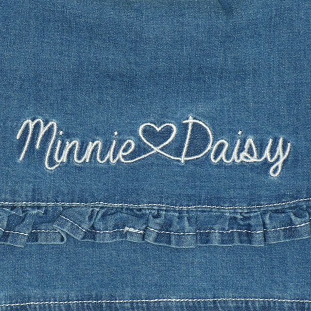 【ベビードール】フリル襟デニムジャケット 0198K / ミニー デイジー ベビーサイズ キッズ 長袖 フード無し ライトアウター 羽織り ストレッチデニム 刺繍 セットアップアイテム