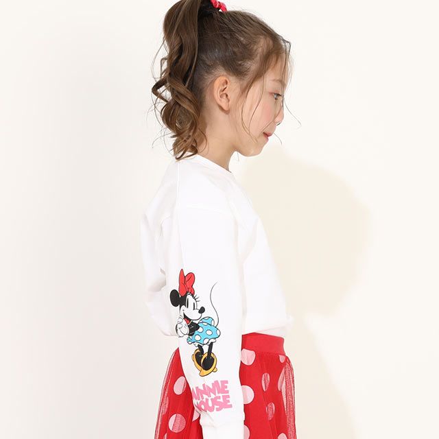 【ベビードール】ミニー デイジー 親子お揃い 袖キャラクタ ーロンT 0199K / ベビーサイズ キッズ リンクコーデ ペアルック 親子コーデ トップス 長袖 クルーネック カットソー 天竺素材