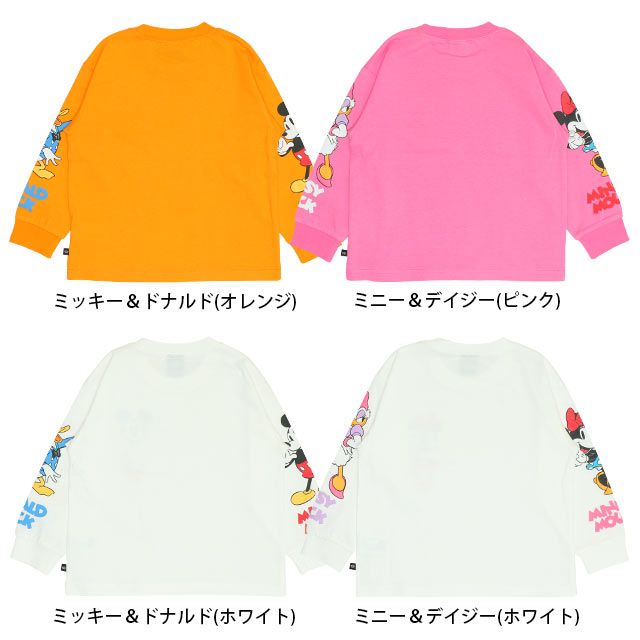 【ベビードール】ミニー デイジー 親子お揃い 袖キャラクタ ーロンT 0199K / ベビーサイズ キッズ リンクコーデ ペアルック 親子コーデ トップス 長袖 クルーネック カットソー 天竺素材