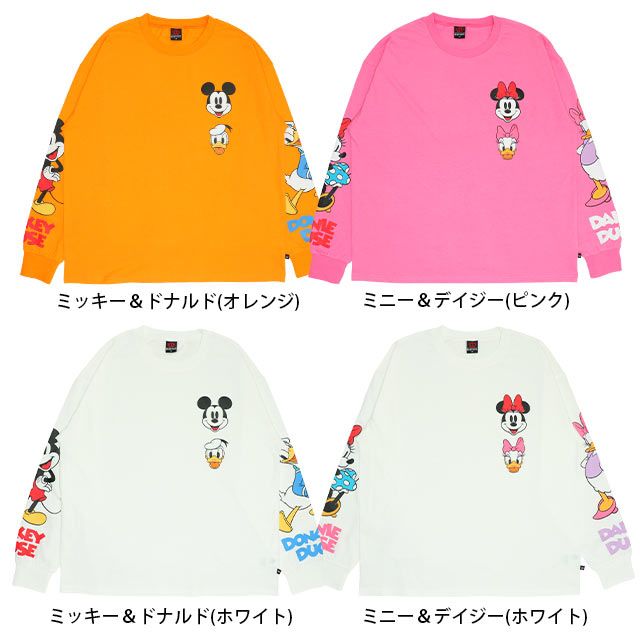 【ベビードール】ミッキー ドナルド 親子お揃い 袖キャラクタ ーロンT 0199A / 大人 ユニセックス 男女兼用 リンクコーデ ペアルック 親子コーデ トップス 長袖 クルーネック カットソー 天竺素材