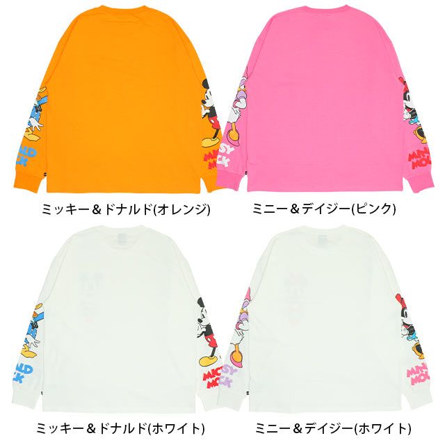 【ベビードール】ミッキー ドナルド 親子お揃い 袖キャラクタ ーロンT 0199A / 大人 ユニセックス 男女兼用 リンクコーデ ペアルック 親子コーデ トップス 長袖 クルーネック カットソー 天竺素材