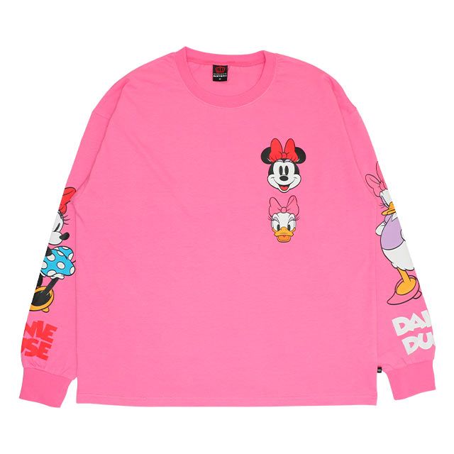 【ベビードール】ミニー デイジー 親子お揃い 袖キャラクタ ーロンT 0199A / 大人 ユニセックス 男女兼用 リンクコーデ ペアルック 親子コーデ トップス 長袖 クルーネック カットソー 天竺素材