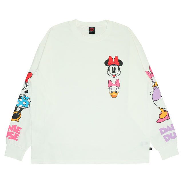 【ベビードール】ミニー デイジー 親子お揃い 袖キャラクタ ーロンT 0199A / 大人 ユニセックス 男女兼用 リンクコーデ ペアルック 親子コーデ トップス 長袖 クルーネック カットソー 天竺素材