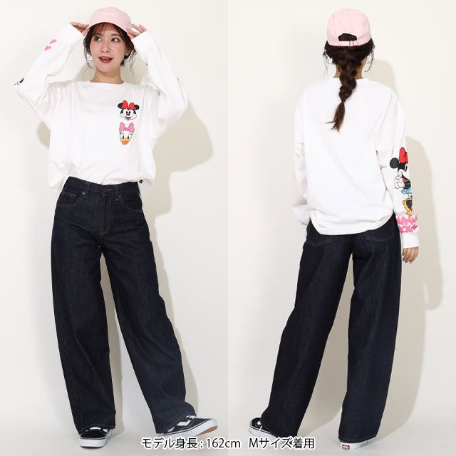 【ベビードール】ミニー デイジー 親子お揃い 袖キャラクタ ーロンT 0199A / 大人 ユニセックス 男女兼用 リンクコーデ ペアルック 親子コーデ トップス 長袖 クルーネック カットソー 天竺素材