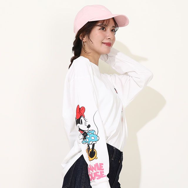 【ベビードール】ミニー デイジー 親子お揃い 袖キャラクタ ーロンT 0199A / 大人 ユニセックス 男女兼用 リンクコーデ ペアルック 親子コーデ トップス 長袖 クルーネック カットソー 天竺素材