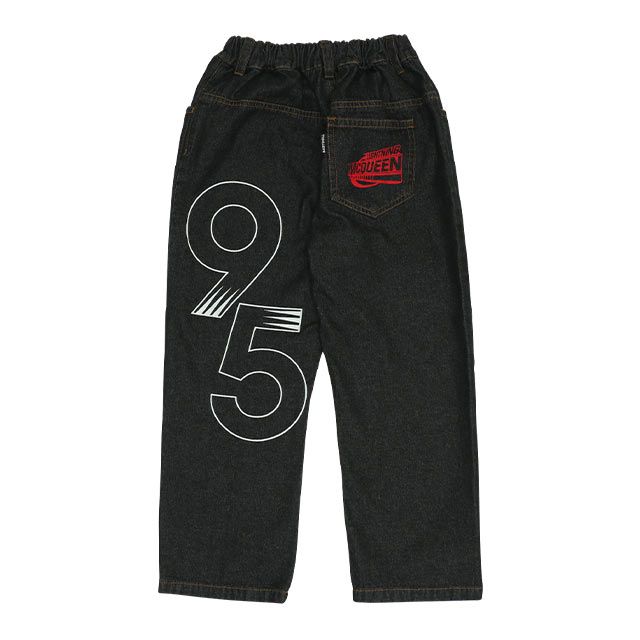 【ベビードール】カーズ BIGプリントデニムロングパンツ 0217K / ライトニング・マックィーン ベビーサイズ キッズ ウエスト総ゴム ワッペン ボトムス 長ズボン デニム ジーパン