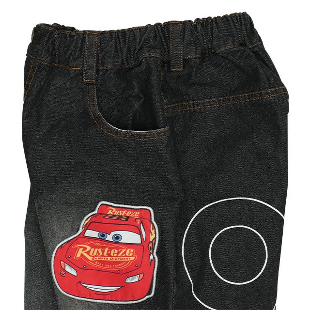 【ベビードール】カーズ BIGプリントデニムロングパンツ 0217K / ライトニング・マックィーン ベビーサイズ キッズ ウエスト総ゴム ワッペン ボトムス 長ズボン デニム ジーパン