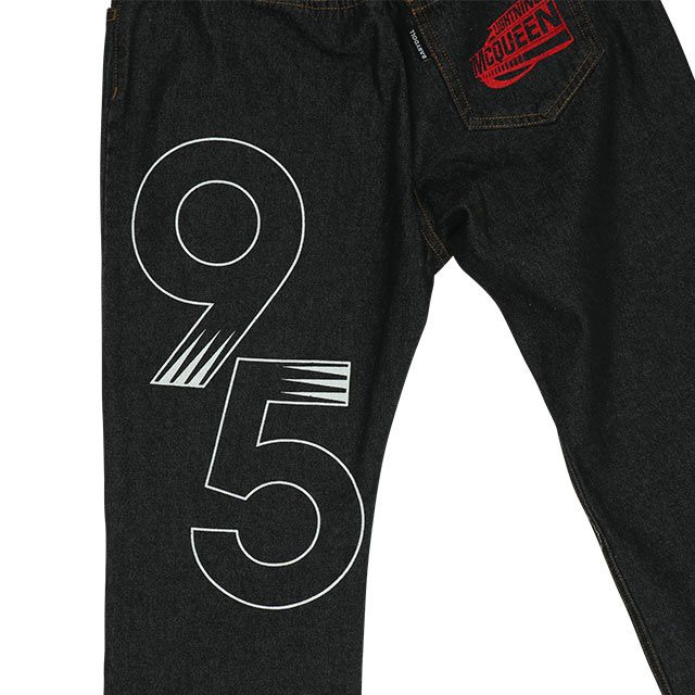 【ベビードール】カーズ BIGプリントデニムロングパンツ 0217K / ライトニング・マックィーン ベビーサイズ キッズ ウエスト総ゴム ワッペン ボトムス 長ズボン デニム ジーパン