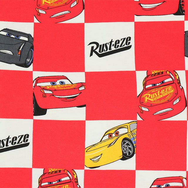 【ベビードール】カーズ ボックス総柄ロンT 0220K / ベビーサイズ キッズ 天竺素材 トップス 長袖 クルーネック カットソー ライトニング・マックィーン クルーズ・ラミレス ジャクソン・ストーム クロスロード