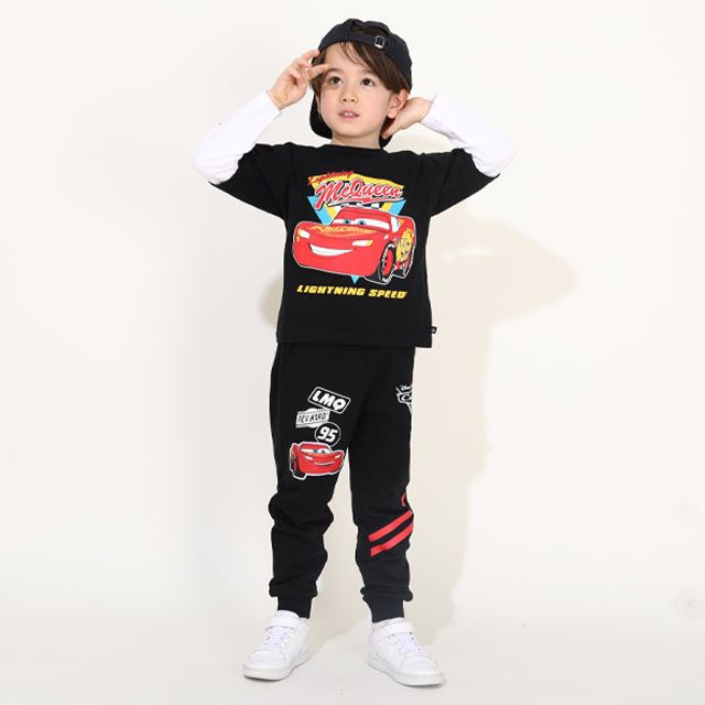 【ベビードール】カーズ レイヤードロンT 0221K / ライトニング・マックィーン ベビーサイズ キッズ 天竺素材 レイヤード風 トップス 長袖 クルーネック カットソー