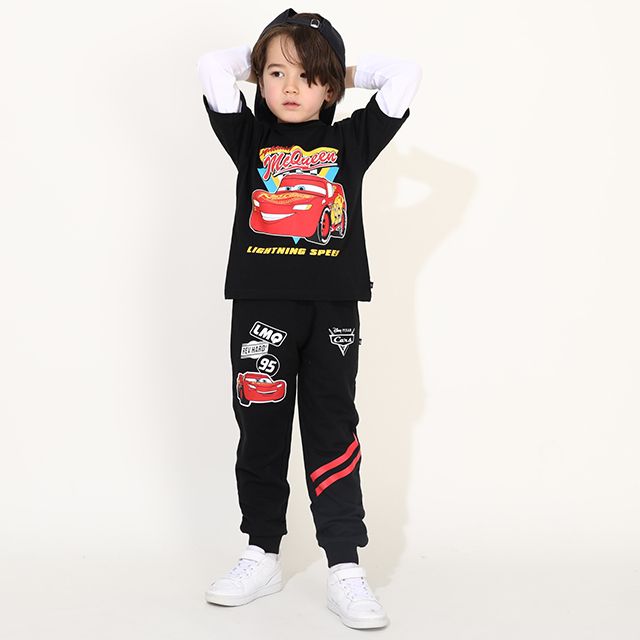 【ベビードール】カーズ レイヤードロンT 0221K / ライトニング・マックィーン ベビーサイズ キッズ 天竺素材 レイヤード風 トップス 長袖 クルーネック カットソー