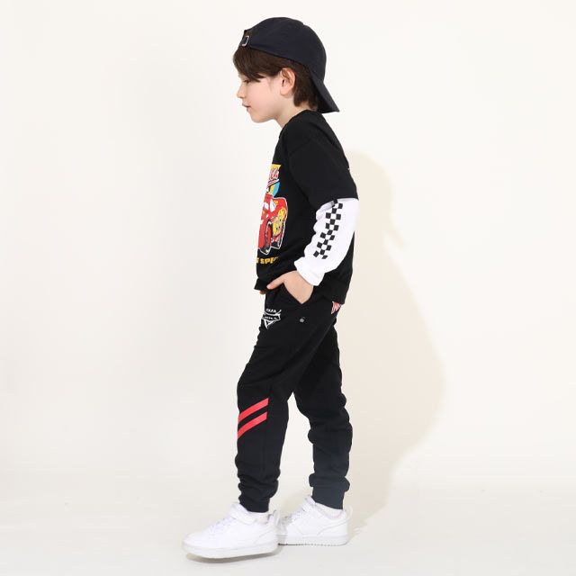 【ベビードール】カーズ レイヤードロンT 0221K / ライトニング・マックィーン ベビーサイズ キッズ 天竺素材 レイヤード風 トップス 長袖 クルーネック カットソー