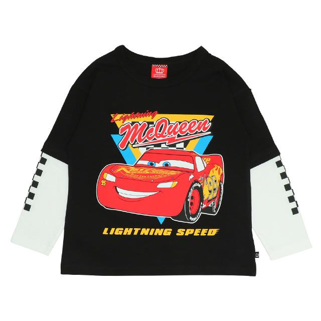 【ベビードール】カーズ レイヤードロンT 0221K / ライトニング・マックィーン ベビーサイズ キッズ 天竺素材 レイヤード風 トップス 長袖 クルーネック カットソー