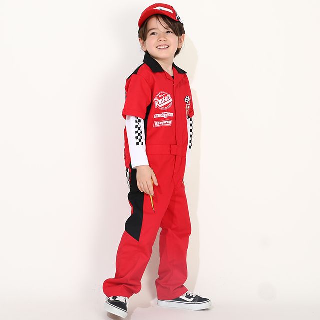 【ベビードール】カーズ レーサー風つなぎ 0222K / ライトニング・マックィーン ベビーサイズ キッズ ジャンプスーツ つなぎ 作業服 オールインワン 丈夫