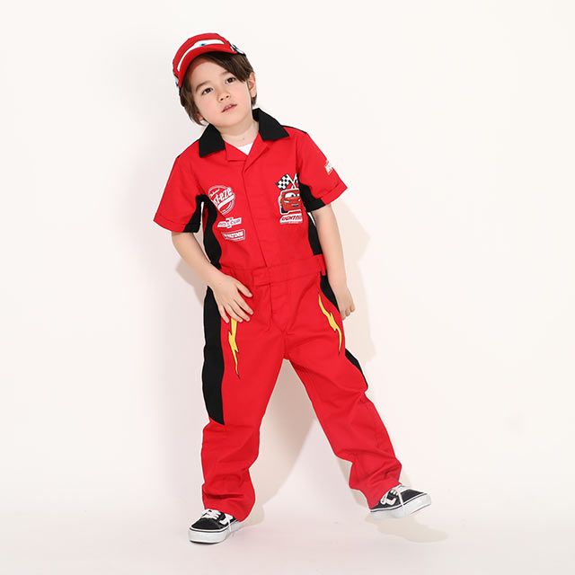 【ベビードール】カーズ レーサー風つなぎ 0222K / ライトニング・マックィーン ベビーサイズ キッズ ジャンプスーツ つなぎ 作業服 オールインワン 丈夫
