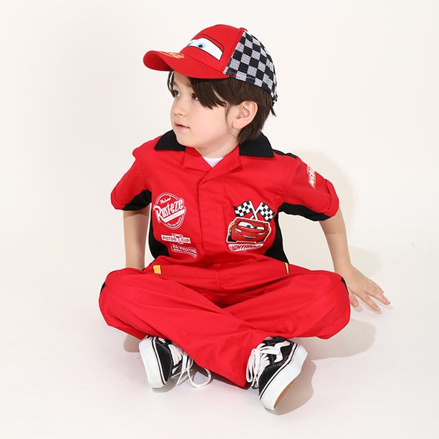 【ベビードール】カーズ レーサー風つなぎ 0222K / ライトニング・マックィーン ベビーサイズ キッズ ジャンプスーツ つなぎ 作業服 オールインワン 丈夫