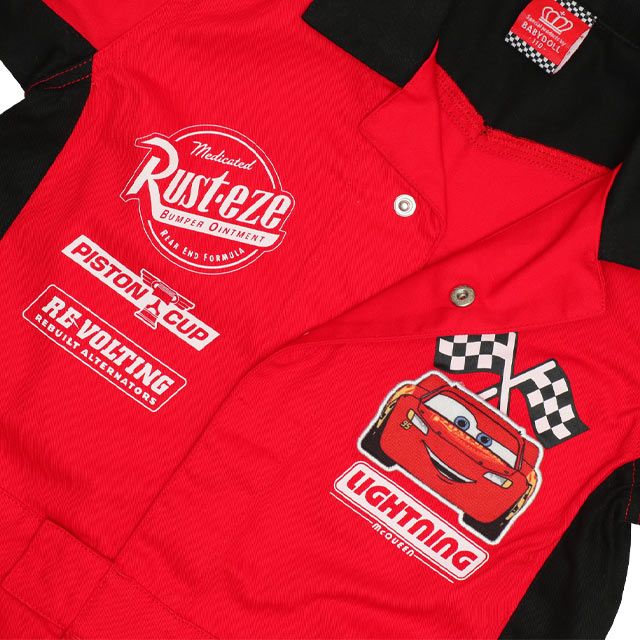 【ベビードール】カーズ レーサー風つなぎ 0222K / ライトニング・マックィーン ベビーサイズ キッズ ジャンプスーツ つなぎ 作業服 オールインワン 丈夫