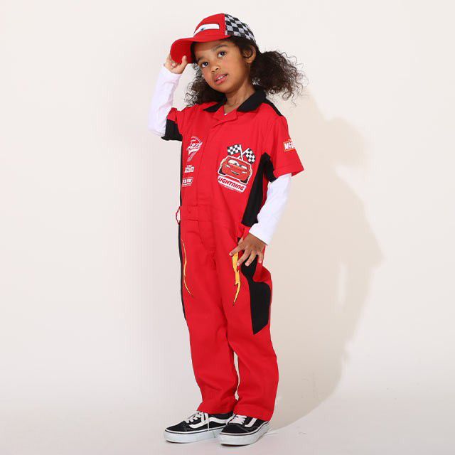 【ベビードール】カーズ レーサー風つなぎ 0222K / ライトニング・マックィーン ベビーサイズ キッズ ジャンプスーツ つなぎ 作業服 オールインワン 丈夫