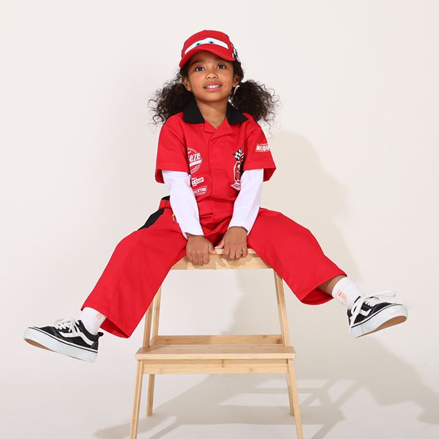 【ベビードール】カーズ レーサー風つなぎ 0222K / ライトニング・マックィーン ベビーサイズ キッズ ジャンプスーツ つなぎ 作業服 オールインワン 丈夫