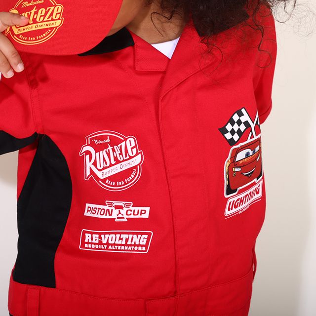 【ベビードール】カーズ レーサー風つなぎ 0222K / ライトニング・マックィーン ベビーサイズ キッズ ジャンプスーツ つなぎ 作業服 オールインワン 丈夫