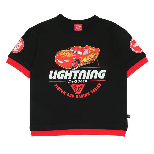 【ベビードール】カーズ 袖エンブレムTシャツ 0223K / ライトニング・マックィーン ベビーサイズ キッズ 天竺素材 トップス 半袖 クルーネック カットソー