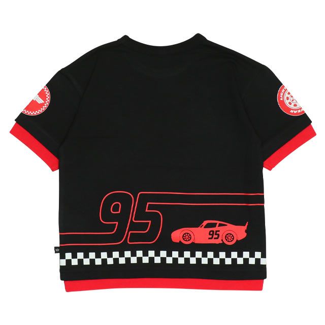 【ベビードール】カーズ 袖エンブレムTシャツ 0223K / ライトニング・マックィーン ベビーサイズ キッズ 天竺素材 トップス 半袖 クルーネック カットソー
