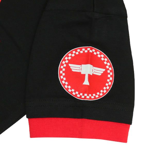 【ベビードール】カーズ 袖エンブレムTシャツ 0223K / ライトニング・マックィーン ベビーサイズ キッズ 天竺素材 トップス 半袖 クルーネック カットソー